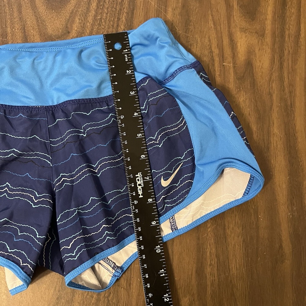 Nike Dri-FIT Blue Wave Print Running Shorts Womens XS Performance Athletic - Picture 4 of 9